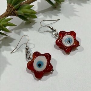 Chic Red and Silver Star Earrings